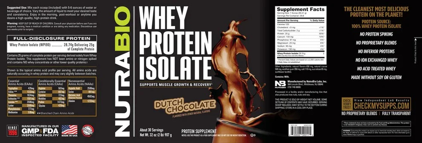 Whey Protein Isolate, Whey Protein Powder Supplement, 2Lb Dutch Chocolate