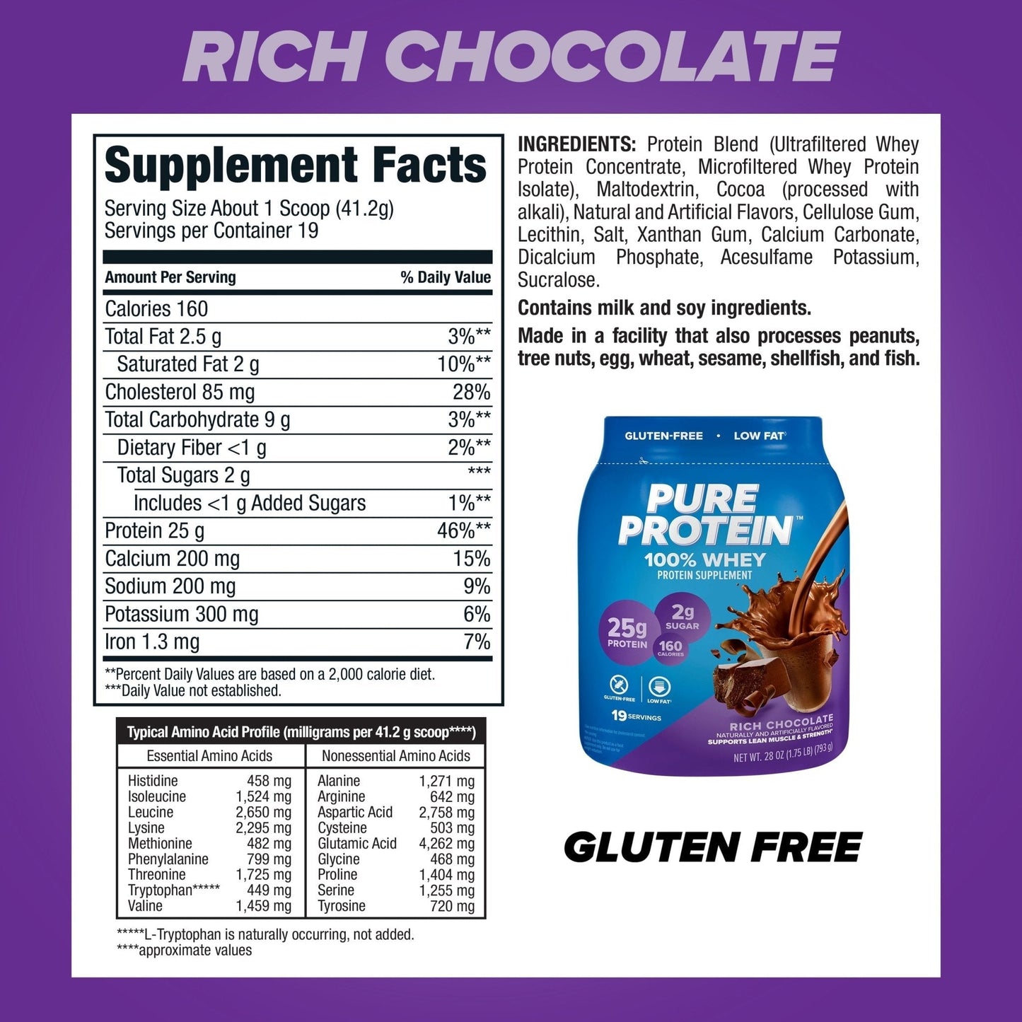 100% Whey Protein Powder, Rich Chocolate, 25G Protein, 1.75 Lb100% Whey Protein Powder, Rich Chocolate, 25G Protein, 1.75 Lb - Nature Fitness