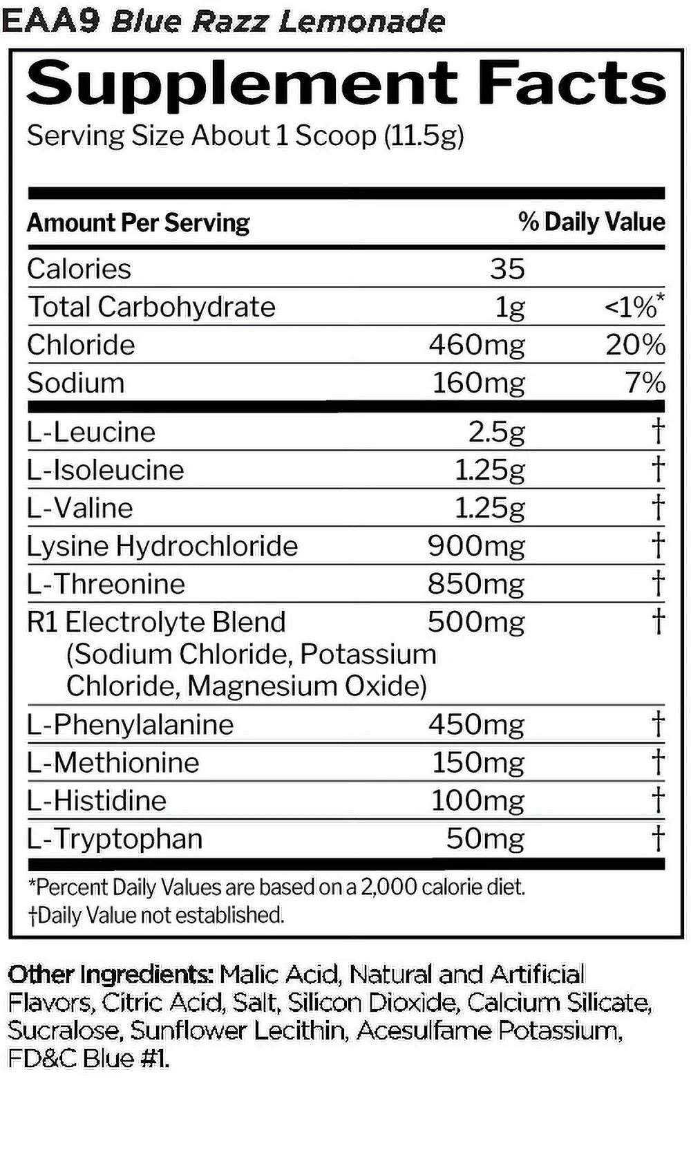 RULE 1 Essential Amino 9 30 Serv Blue Razz Lemonade Amino Acids Hydration 345G