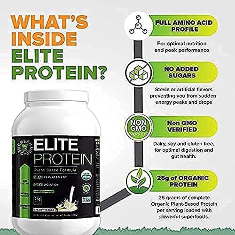 Elite Protein Powder - Vegan, Organic Plant Based Protein Powder, Pea and Hemp Protein, Muscle Recovery and Meal Replacement Protein Shake with 12 Kind Protein Bars (Vanilla - 1.24 Lbs)-Nature Fitness