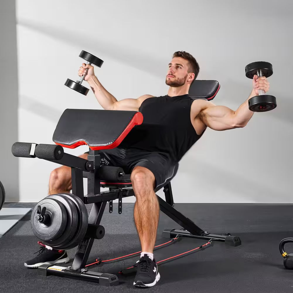 Weight Bench, 800 Lbs. Adjustable Weight Bench Press for Full Body Workout, Exercise Sit up Bench, with Leg Extension