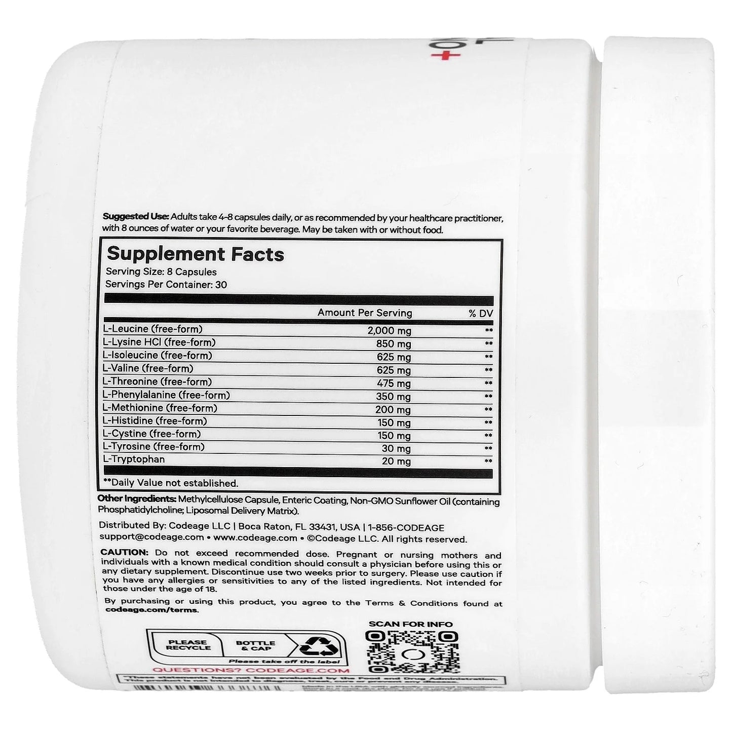 Liposomal Multi Amino+ BCAA & EAA Supplement, Free-Form Branched-Chain Amino Acids, 240 Ct