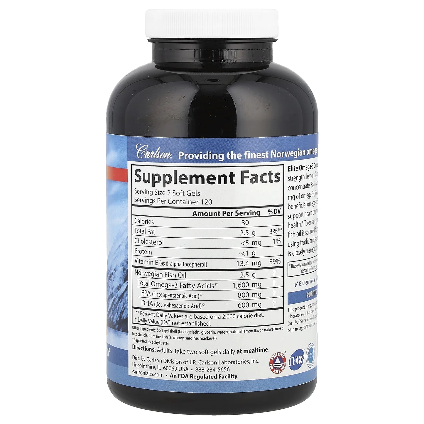 Elite Omega-3 Fish Oil Gems Softgels, 1250 Mg, 240 Ct