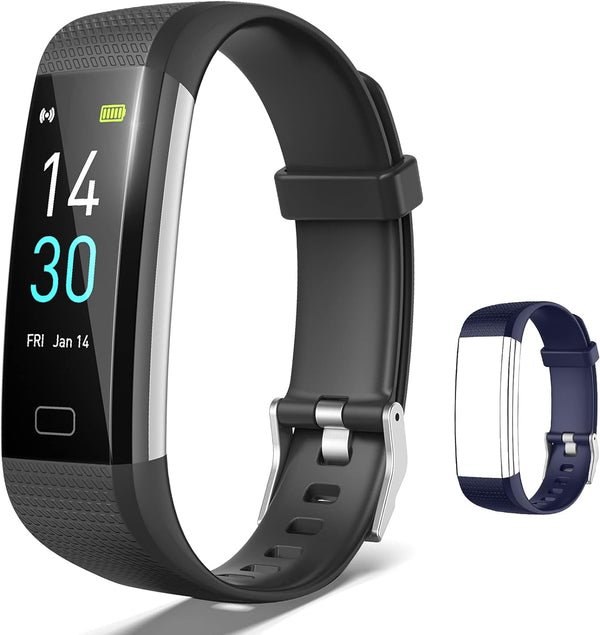 Fitness Tracker, Health Tracker, Activity Tracker Waterproof with Connected GPS, 16 Sports Modes Step Counter for Women, Men, Gift (Black/Blue)-Nature Fitness