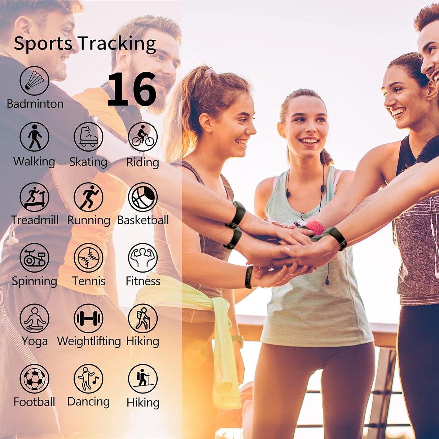 Fitness Tracker, Health Tracker, Activity Tracker Waterproof with Connected GPS, 16 Sports Modes Step Counter for Women, Men, Gift (Black/Blue)-Nature Fitness