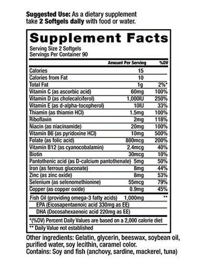 Prorenal+D with Omega-3 Fish Oil Kidney Multivitamin 90-Day Supply