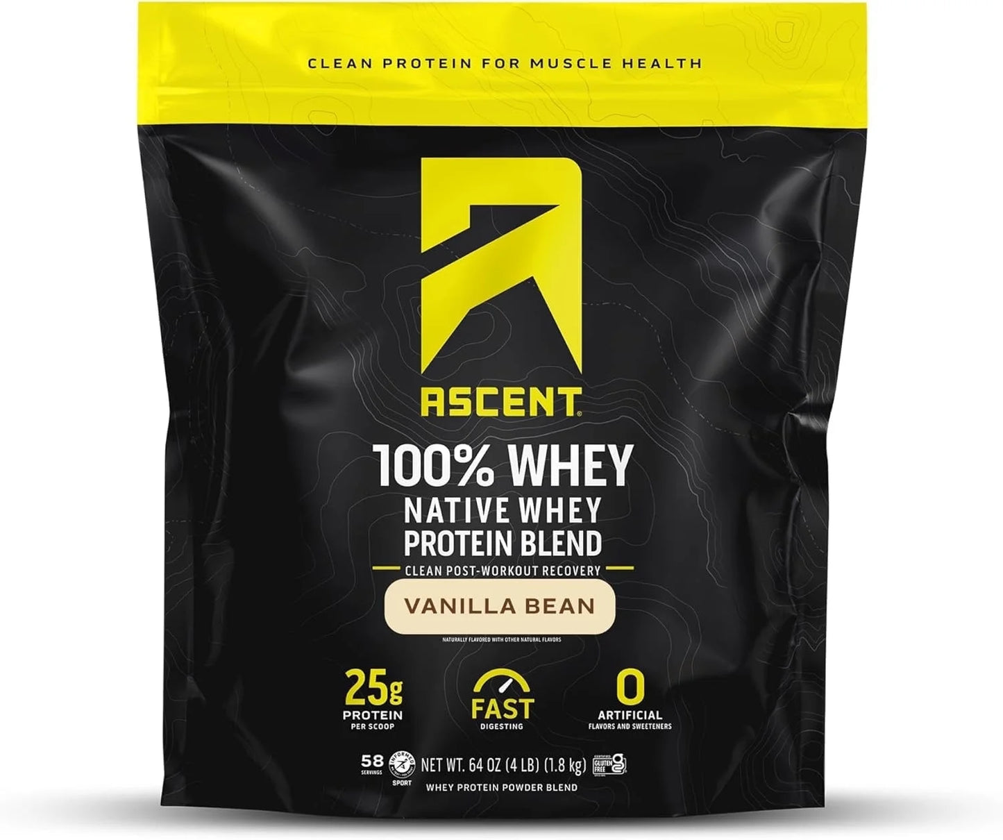 100% Whey, Native Whey Protein Blend - Clean Post Workout Recovery, Digesting, Zero Artificial Flavors & Sweeteners, Gluten Free, 5.5G BCAA, 2.6G Leucine, Vanilla Bean 4 Lb.