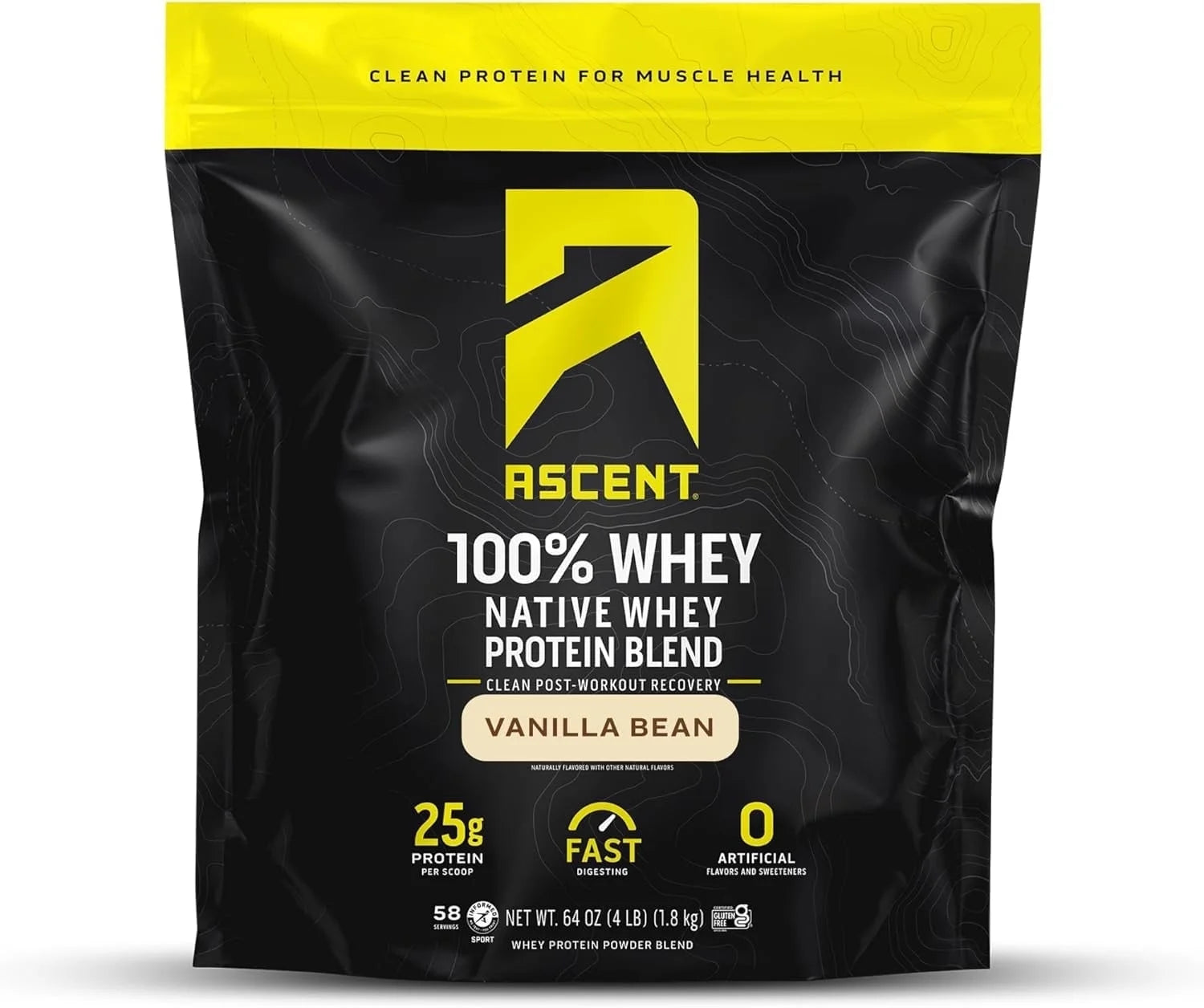 100% Whey, Native Whey Protein Blend - Clean Post Workout Recovery, Digesting, Zero Artificial Flavors & Sweeteners, Gluten Free, 5.5G BCAA, 2.6G Leucine, Vanilla Bean 4 Lb.