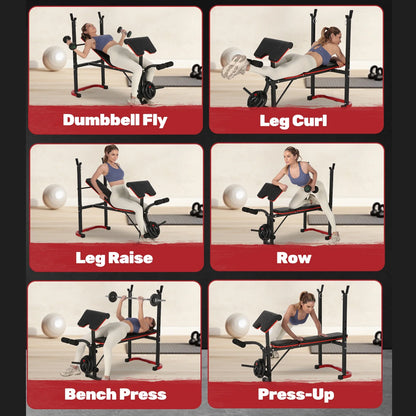 5-In-1 Weight Bench with Squat Rack, 660LBS Workout Bench Press Set with Preacher Curl Pad and Leg Developer, Adjustable Weight Bench for Home Gym Full-Body Workout Equipment