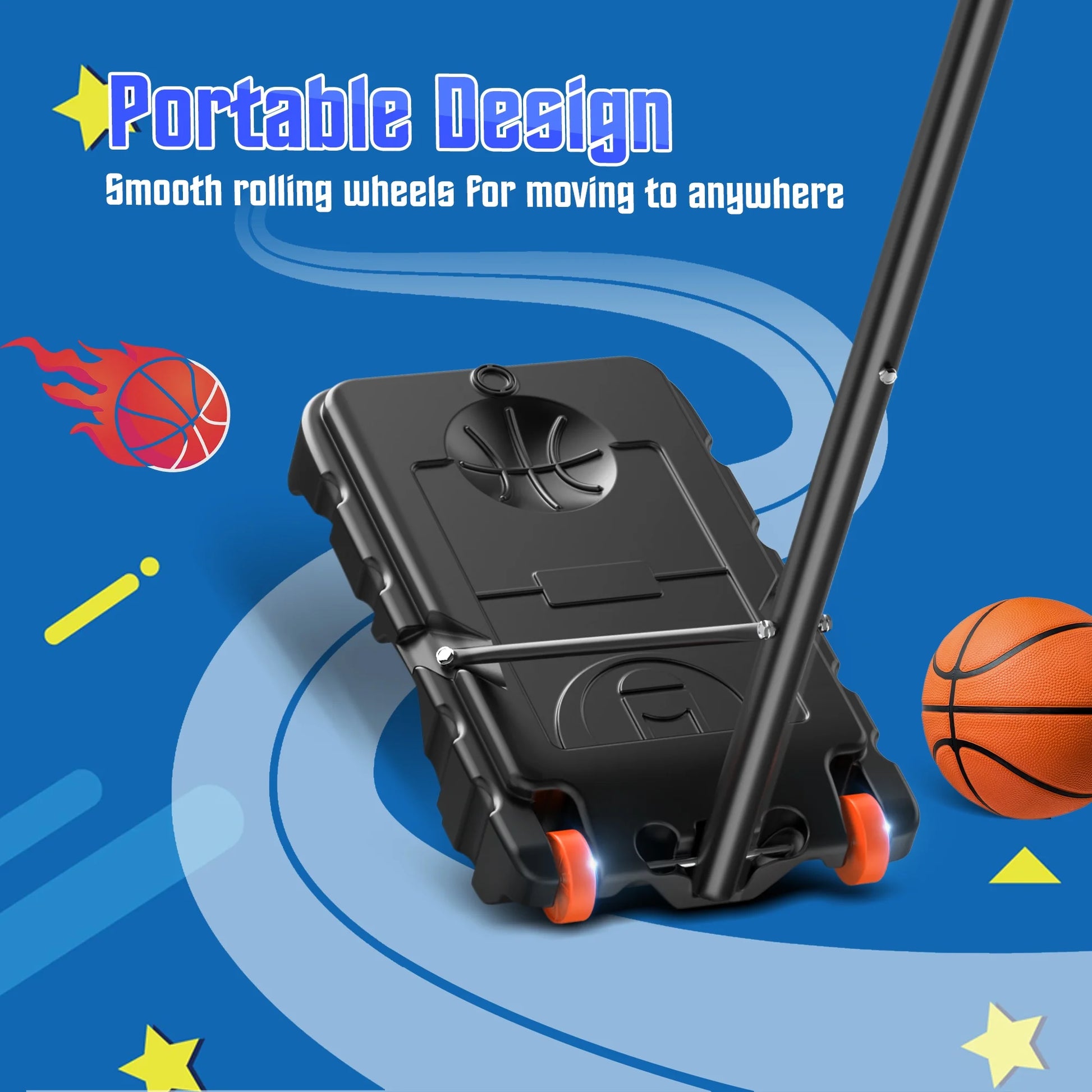 Portable Basketball Hoop Outdoor, 5Ft-7Ft Height Adjustable Basketball Goal System with Wheels for Kids Teenagers Youth Indoor Outdoor