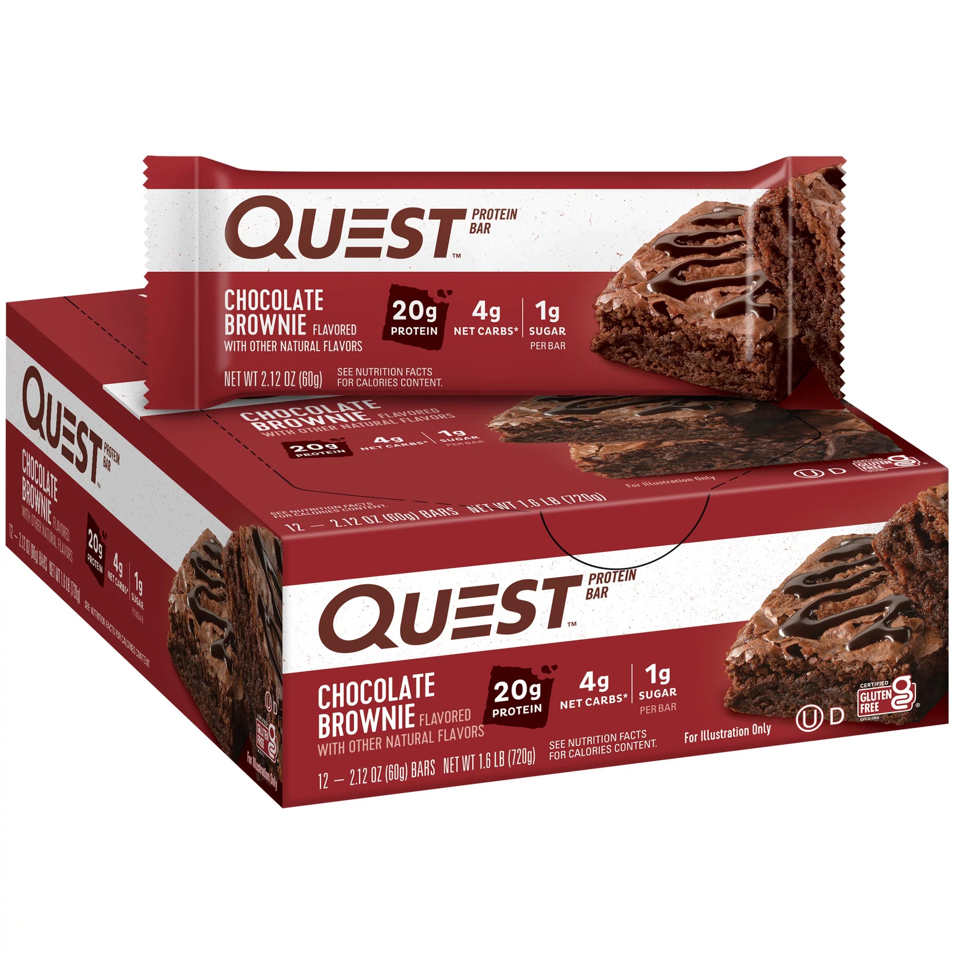 Quest Protein Bar, Chocolate Brownie, 20G Protein, 12 Count
