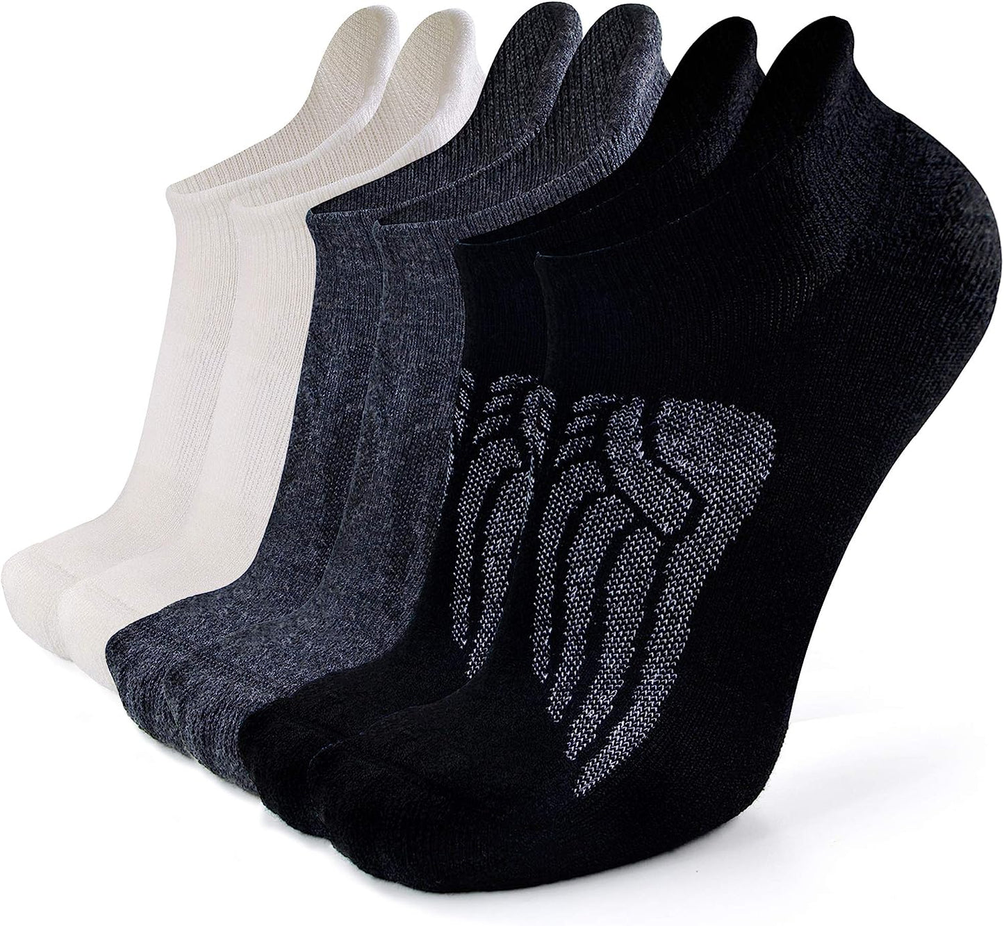 Merino Wool Compression Support Ankle Running Hiking Socks for Men Women, Soft Thick Cushion Tab Socks 3/6 Pairs