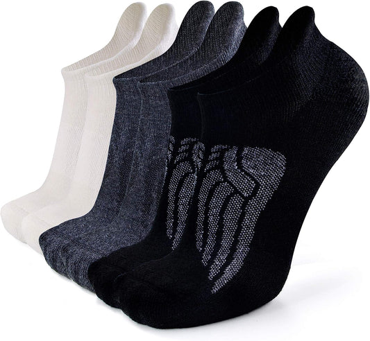 Merino Wool Compression Support Ankle Running Hiking Socks for Men Women, Soft Thick Cushion Tab Socks 3/6 Pairs
