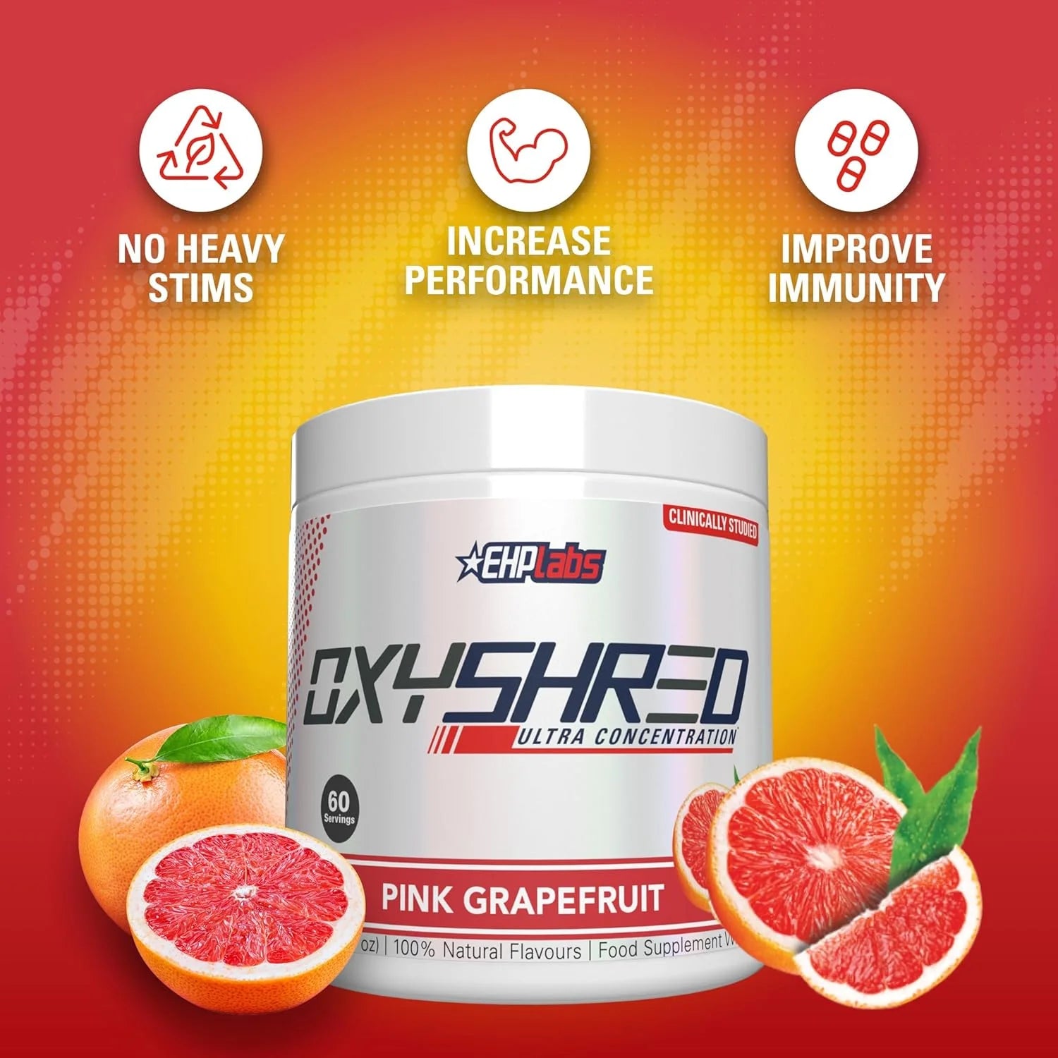 Oxyshred Pre Workout Powder - Preworkout Powder with L Glutamine & Acetyl L Carnitine, Energy Boost Drink - Pink Grapefruit, 60 Servings