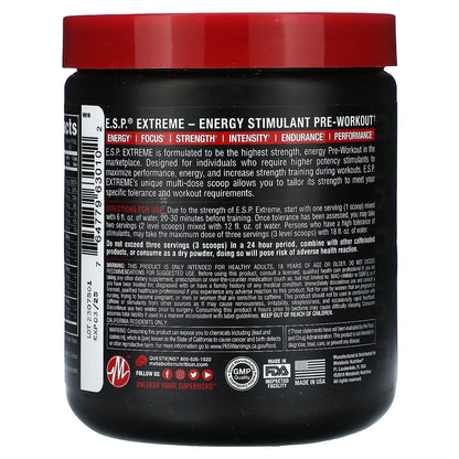 E.S.P. Extreme Energy Stimulant Pre-Workout, Fruit Punch, 10 Oz (275 G)