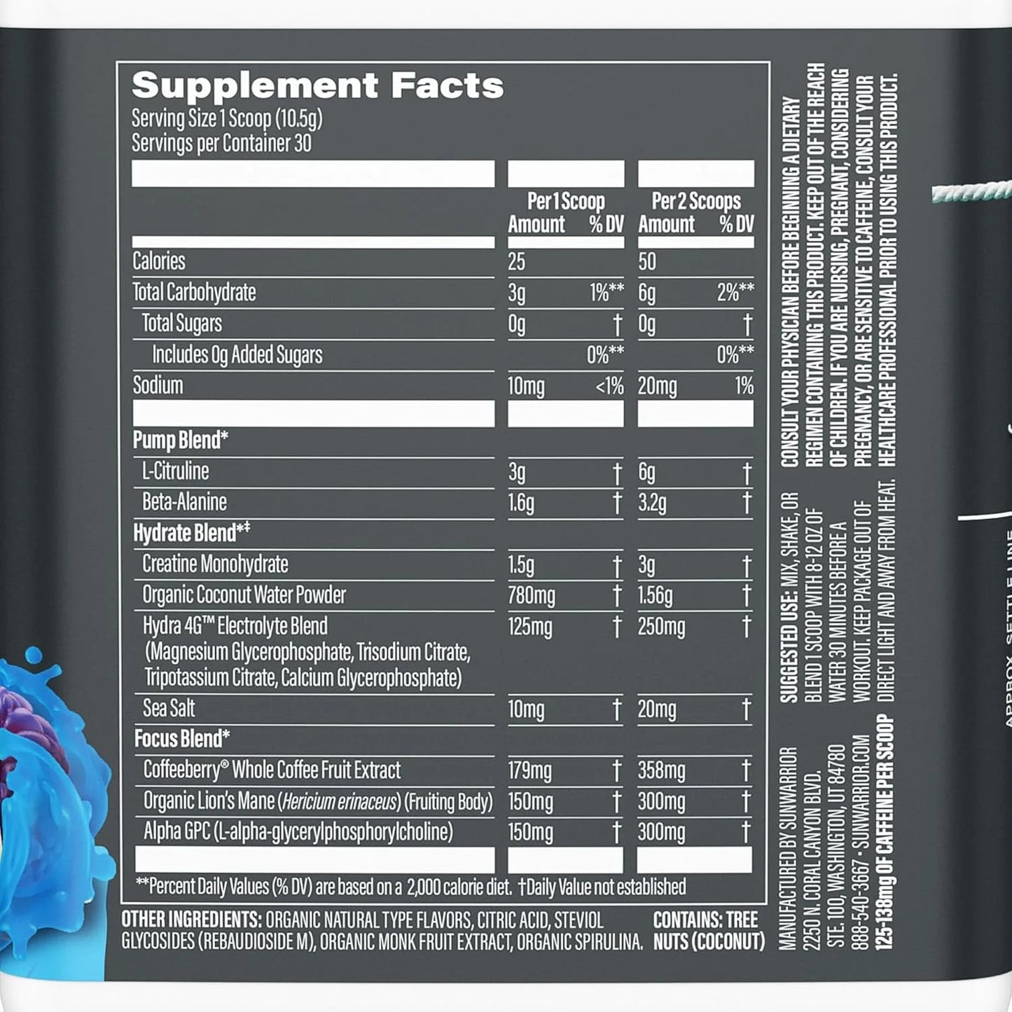 Active Pre-Workout Powder for Men & Women, Raspberry Pineapple, 315G (30 Servings)