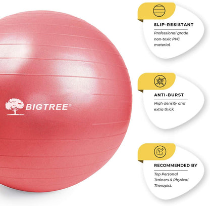 Yoga Ball 2022 Upgrade Exercise Fitness Core Stability Balance Strength 600 Lbs Capacity Anti-Burst Heavy Duty Prenatal Birthing Yogaball for Office Home Gym