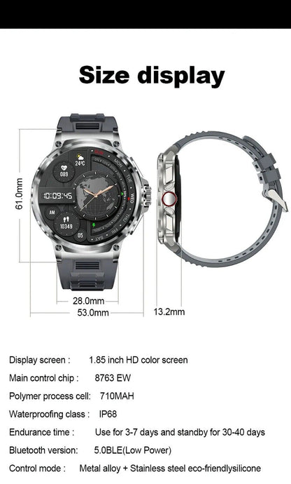 1.85" Ultra HD Smartwatch GPS Bluetooth Call Health Monitoring Watch Gym Gift1.85" Ultra HD Smartwatch GPS Bluetooth Call Health Monitoring Watch Gym Gift