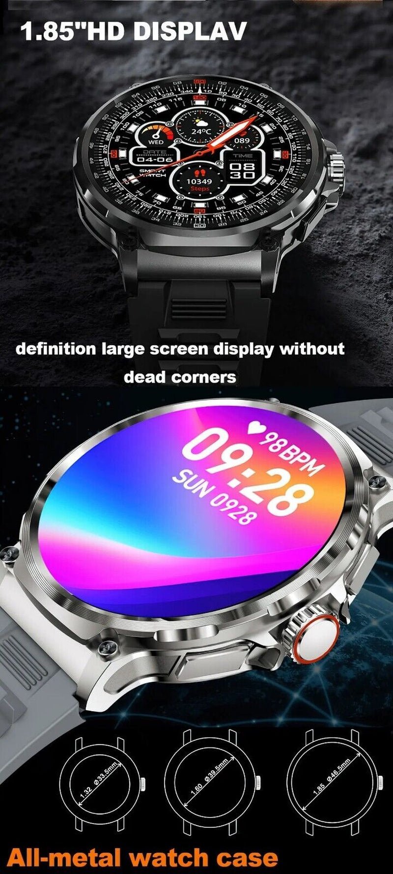1.85" Ultra HD Smartwatch GPS Bluetooth Call Health Monitoring Watch Gym Gift1.85" Ultra HD Smartwatch GPS Bluetooth Call Health Monitoring Watch Gym Gift
