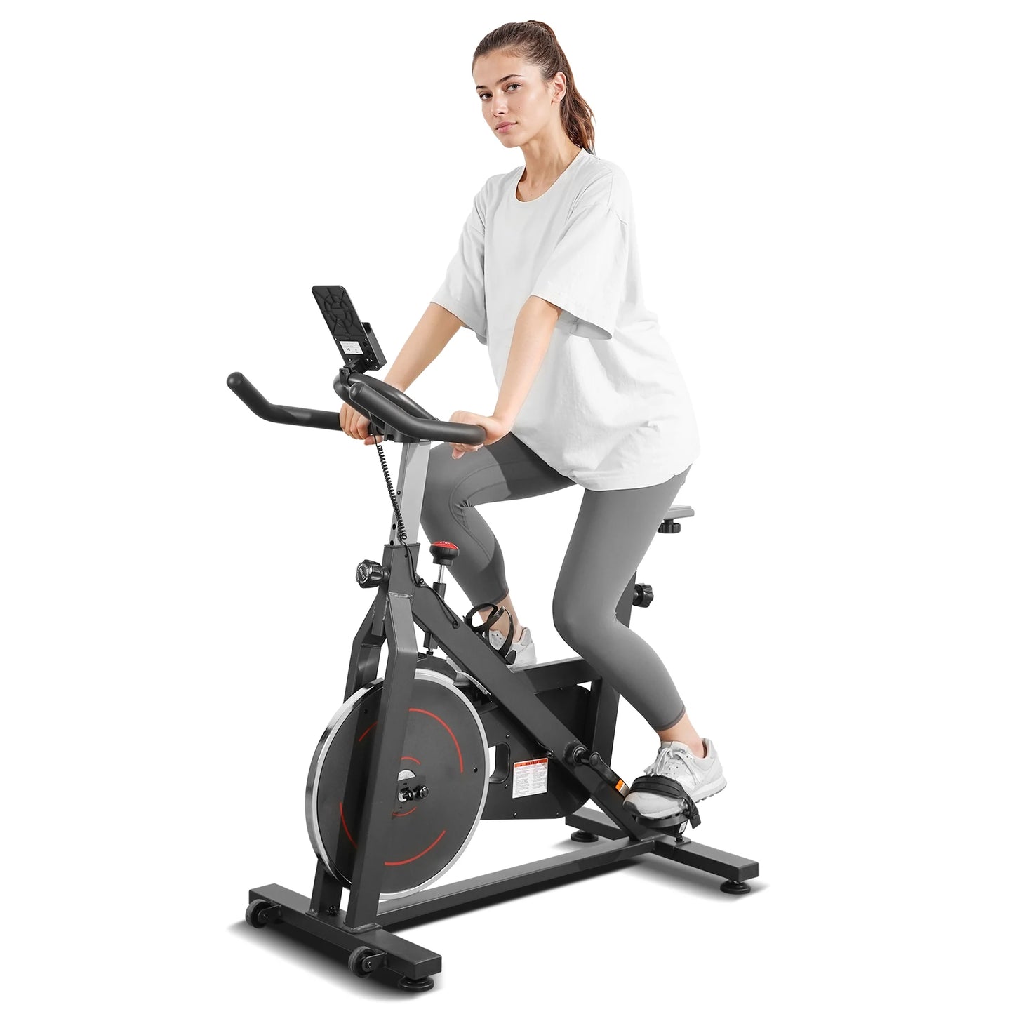 Exercise Bike Indoor Cycling Bike with 300Lbs Big Seat Cushion for Home Cardio Leg Workout