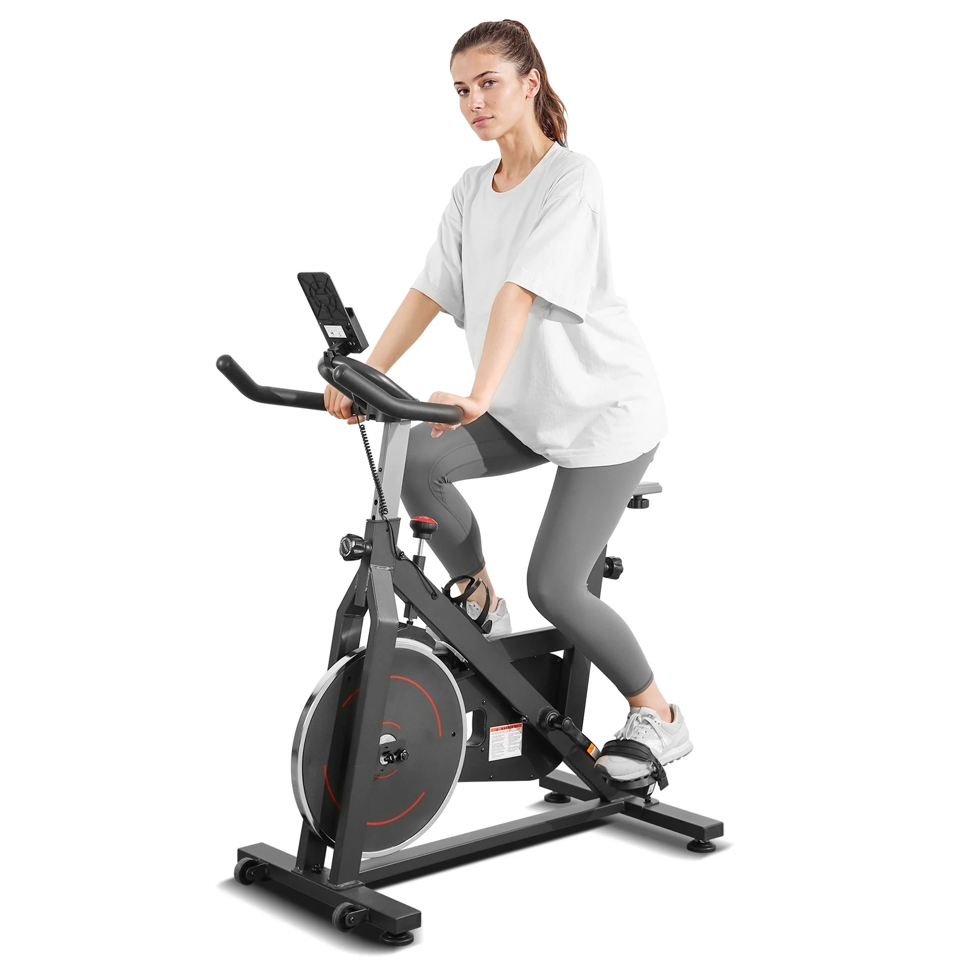 Exercise Bike Indoor Cycling Bike with 300Lbs Big Seat Cushion for Home Cardio Leg Workout