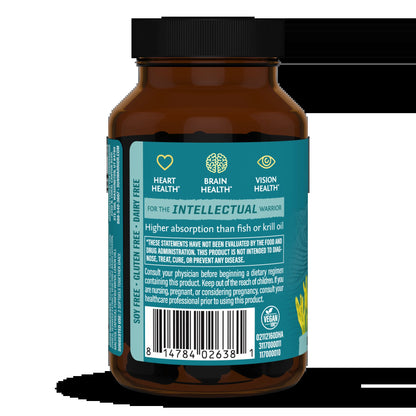 Vegan Omega 3 Fish Oil Supplement | Omega 3 DHA & EPA for Brain and Heart Support, 60Ct