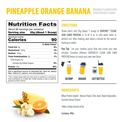 , Infusions 100% Whey Protein Isolate, 20 G Protein Powder, Pineapple Orange Banana, 1.98 Lb, 36 Servings