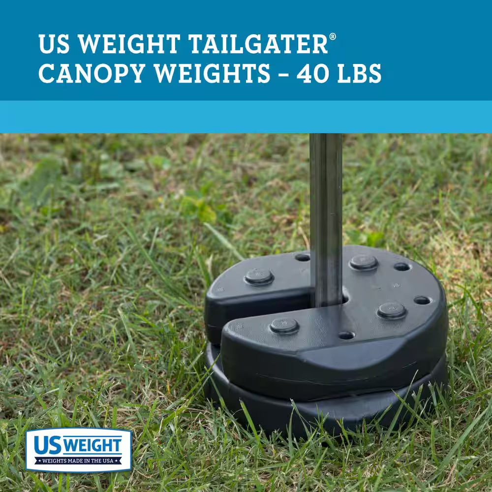 40 Lbs. Black US Weight Canopy Weight Plates with Carry Strap (Set of 4)