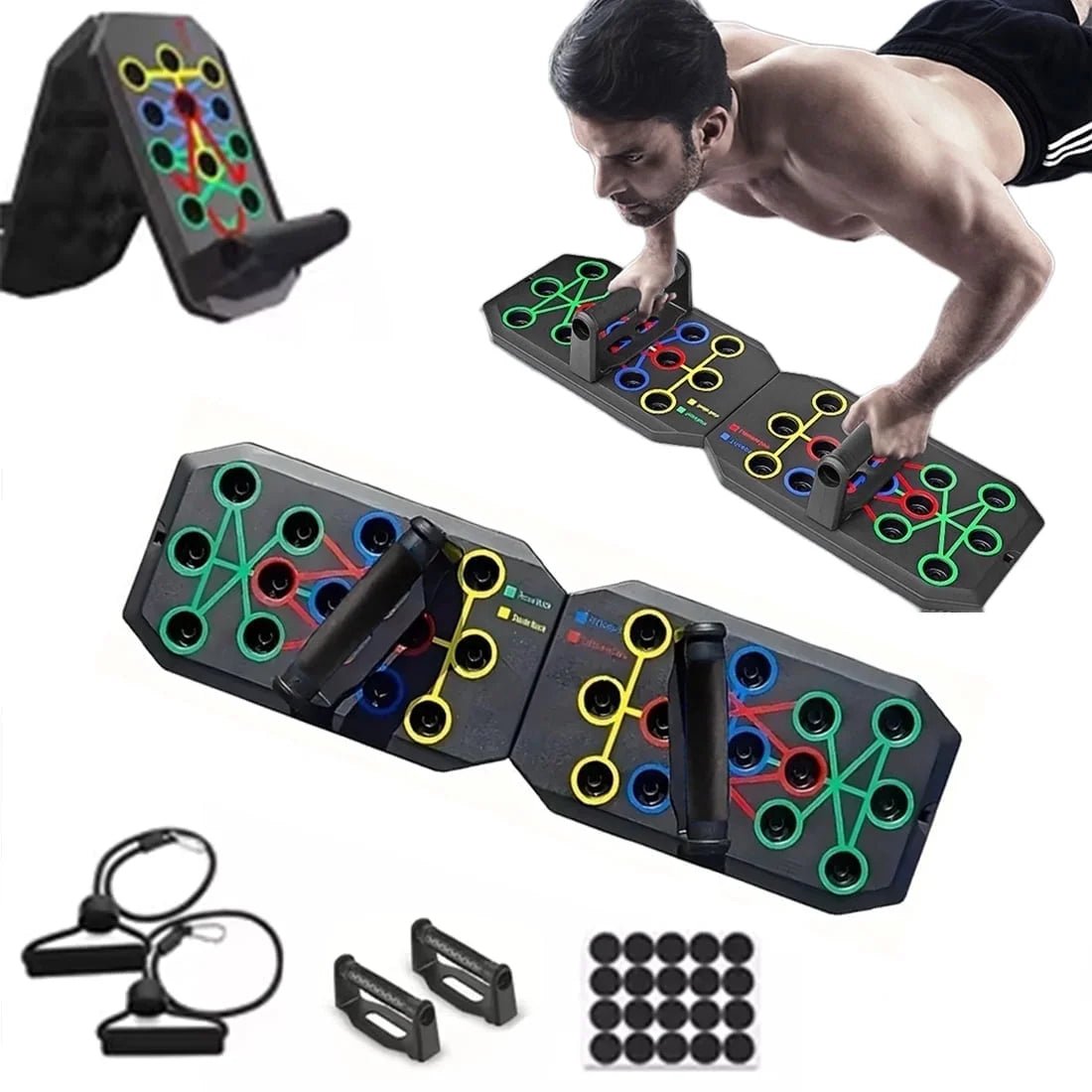 2 - 1 Multifunctional Folding Push up Board, Portable Folding 28 in 1 Home and Gym Exercise Equipment, Suitable for Chest and Back Exercises, Fitness Strength Training Stand2 - 1 Multifunctional Folding Push up Board, Portable Folding 28 in 1 Home and Gym Exercise Equipment, Suitable for Chest and Back Exercises, Fitness Strength Training Stand