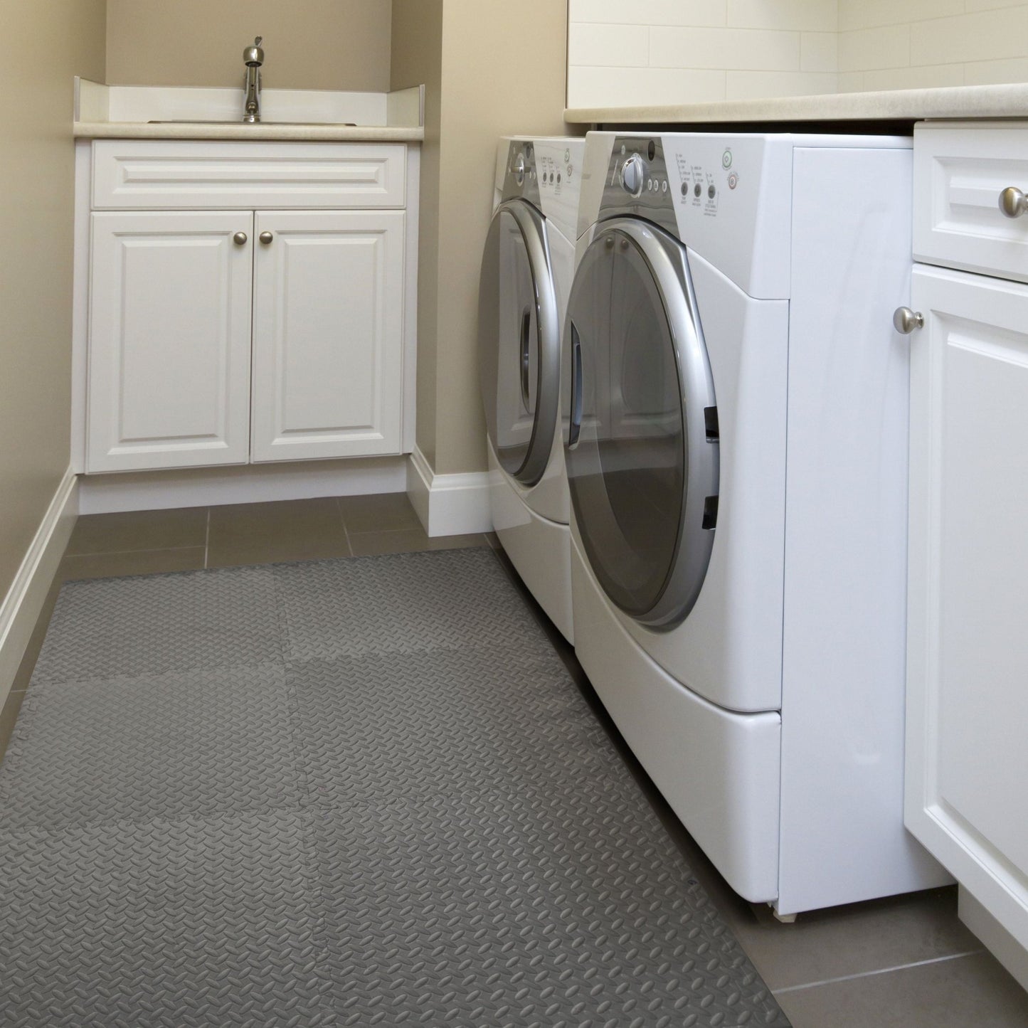 (2 Pack) 22.3" X 22.3" Gray Foam Interlocking Floor Mats, 6 Piece(2 Pack) 22.3" X 22.3" Gray Foam Interlocking Floor Mats, 6 Piece