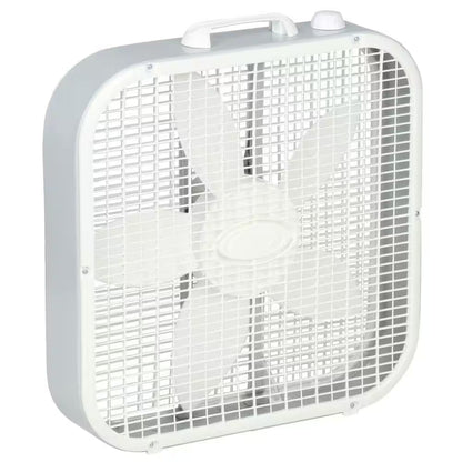 20 In. 3 Speed Box Fan in White for Bedrooms, Living Rooms, Garages with save Smart Technology, 1800 CFM, Carry Handle20 In. 3 Speed Box Fan in White for Bedrooms, Living Rooms, Garages with save Smart Technology, 1800 CFM, Carry Handle