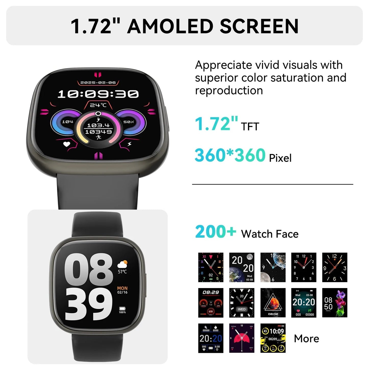 2025 New Men Women'S Smartwatch 1.72 - Inch with Wireless Calling/Message Alerts/120+ Sport Modes, IP68 Water Resistant, Fits for Android and Iphone Devices(Alloy Black)2025 New Men Women'S Smartwatch 1.72 - Inch with Wireless Calling/Message Alerts/120+ Sport Modes, IP68 Water Resistant, Fits for Android and Iphone Devices(Alloy Black)