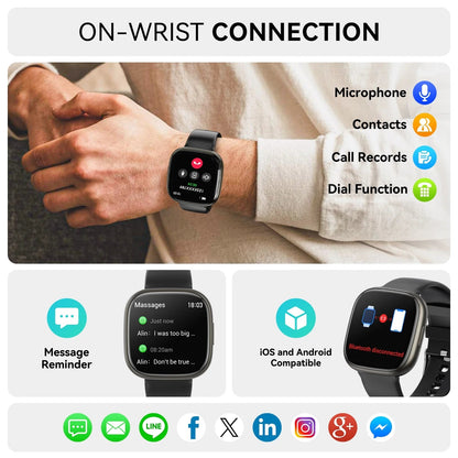 2025 New Men Women'S Smartwatch 1.72 - Inch with Wireless Calling/Message Alerts/120+ Sport Modes, IP68 Water Resistant, Fits for Android and Iphone Devices(Alloy Black)2025 New Men Women'S Smartwatch 1.72 - Inch with Wireless Calling/Message Alerts/120+ Sport Modes, IP68 Water Resistant, Fits for Android and Iphone Devices(Alloy Black)