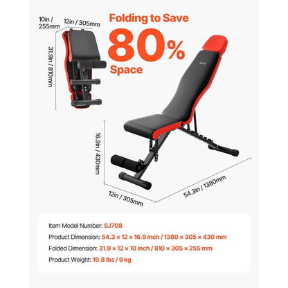 Weight Bench, 660 Lbs. Adjustable Weight Bench Press for Full Body Workout, Exercise Sit up Bench for Home Gym