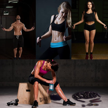 Weighted Jump Rope for Fitness 3LB,  Cordless Skipping Rope, Heavy Adjustable Battle Exercise Training Ropes with 6” Foam Bearing Handles, Ideal Body Workout Rope for Men & Women - 3 in 1 Set