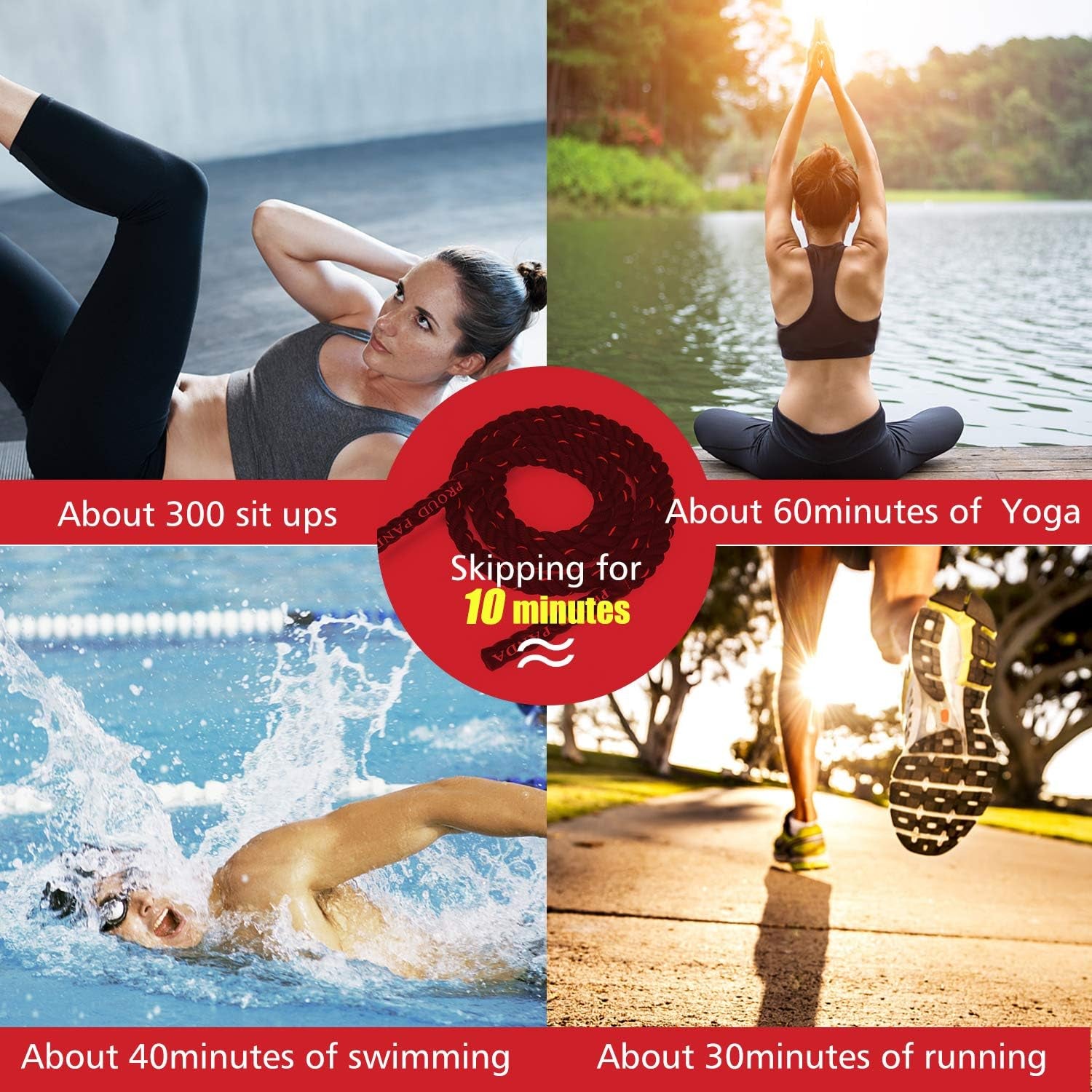 Heavy Jump Ropes for Fitness 2Lb/3Lb/5Lb,Weighted Adult Skipping Rope Exercise Battle Ropes for Men & Women,Total Body Workouts, Power Training in Gym to Improve Strength and Building Muscle