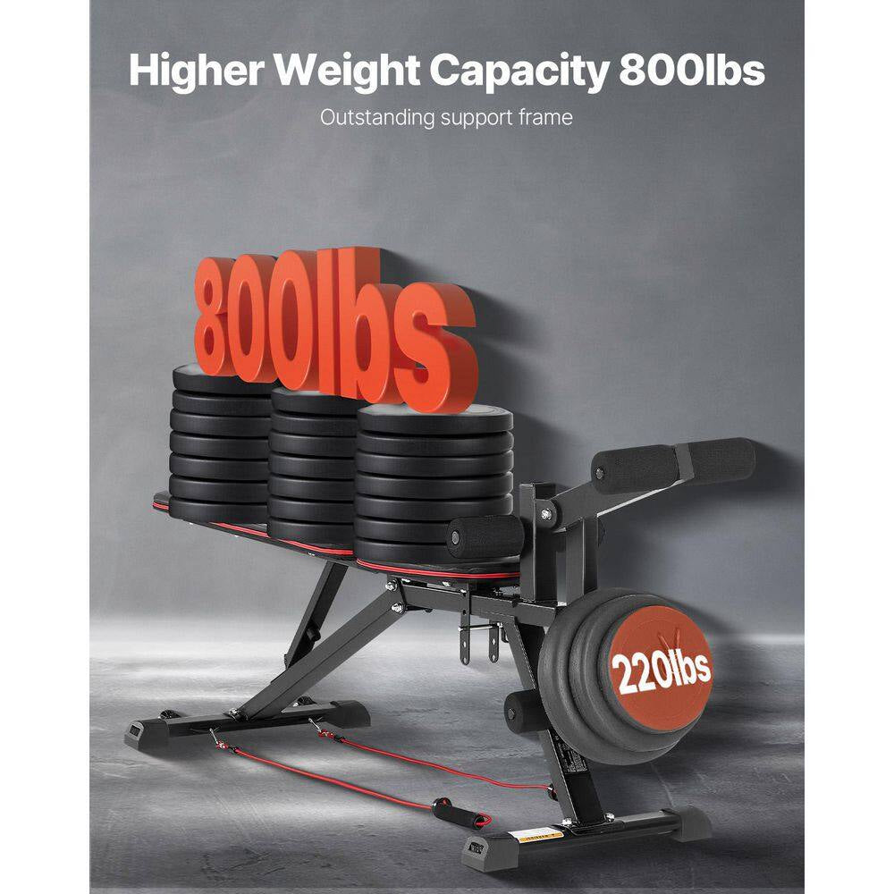 Weight Bench, 800 Lbs. Adjustable Weight Bench Press for Full Body Workout, Exercise Sit up Bench, with Leg Extension