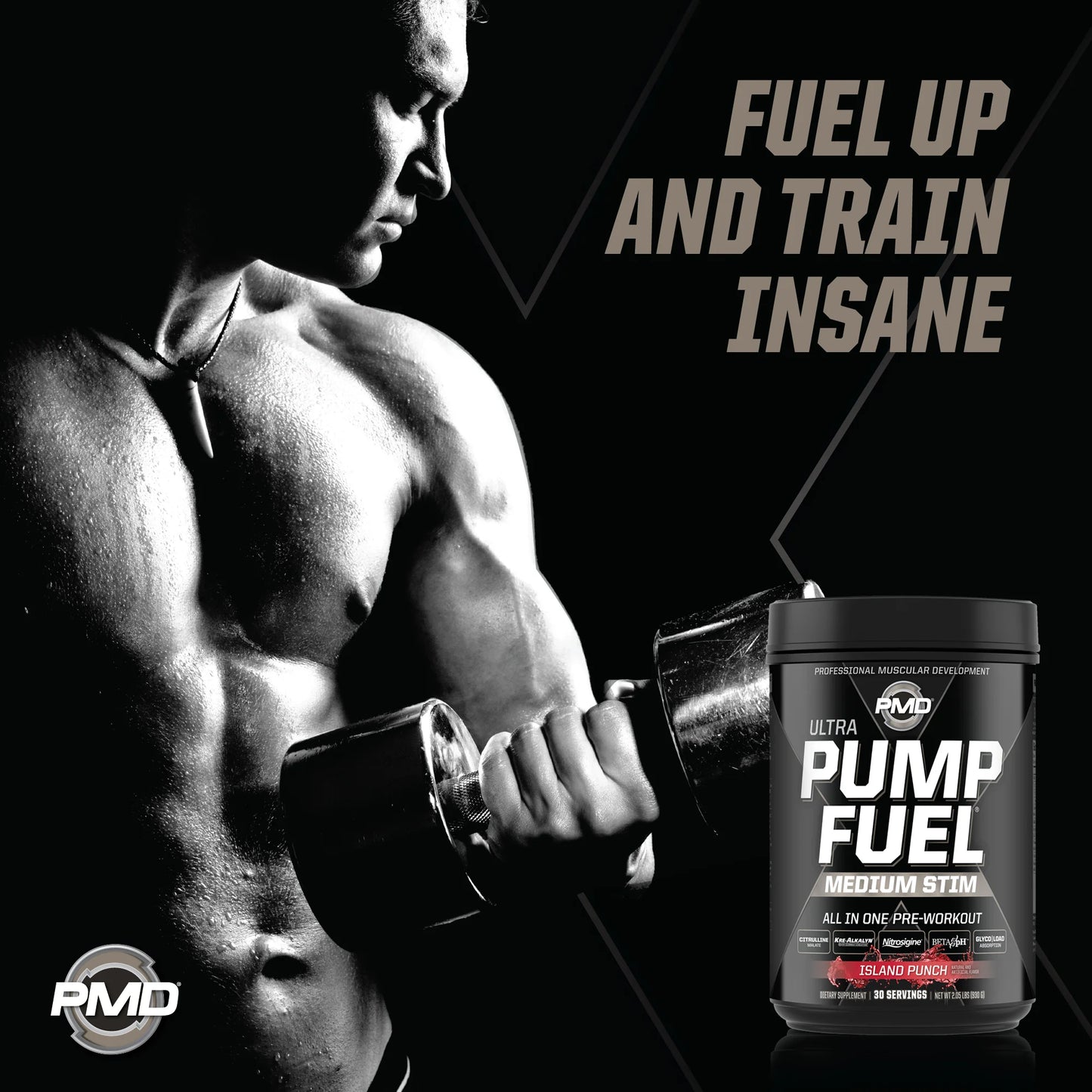 Sports Ultra Pump Fuel - Pre Workout Drink Mix - Energy, Strength, Endurance, Muscle Pumps and Recovery - Complex Carbohydrates and Amino Energy - Island Punch (30 Servings)
