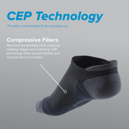 R-Gear CEP Compression Running Socks for Men, No Show, Heel Tab | Breathable, Maintain Blood Circulation | 3 Pack