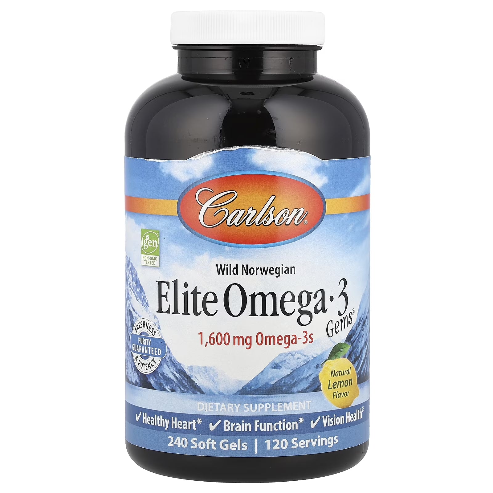 Elite Omega-3 Fish Oil Gems Softgels, 1250 Mg, 240 Ct