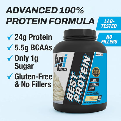 Best Protein Powder, 100% Whey Blend for Muscle Growth & Recovery, Vanilla Swirl, 5 Lbs (72 Servings)