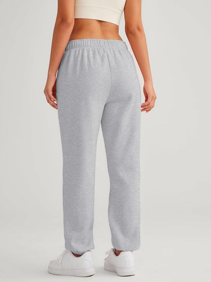 Women’S Winter Casual Baggy Fleece Lined Sweatpants Fashion High Waisted Joggers Pants Athletic Clothes with Pockets