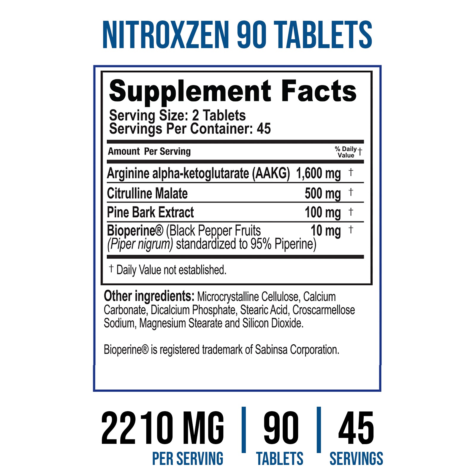 Nitro Nitric Oxide Booster, 90 Tablets - Supports Blood Flow, Pre-Workout