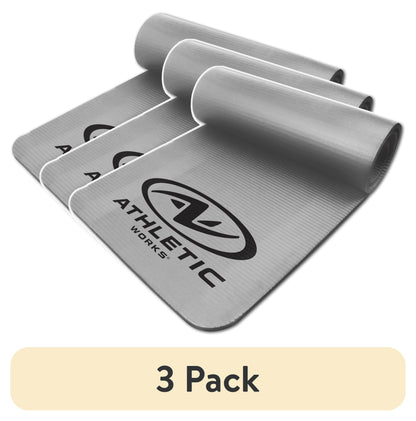 (3 Pack)  12Mm Fitness Mat, NBR Foam Gray Color, with Carry Strap, Size: 72Inx23.5Inx12Mm