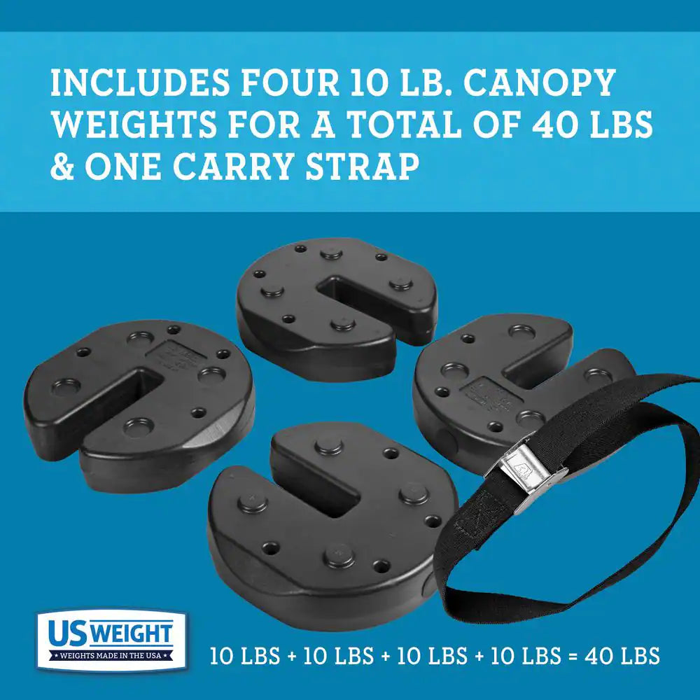 40 Lbs. Black US Weight Canopy Weight Plates with Carry Strap (Set of 4)