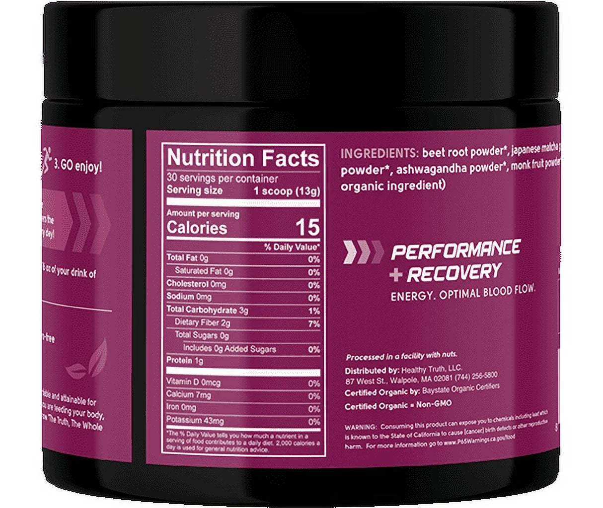 Go Pre-Workout Sweet Beet - Wholefood Pre-Workout Blend for Clean Sustained Energy with Adaptogens, 13.75 Oz