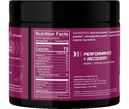 Go Pre-Workout Sweet Beet - Wholefood Pre-Workout Blend for Clean Sustained Energy with Adaptogens, 13.75 Oz