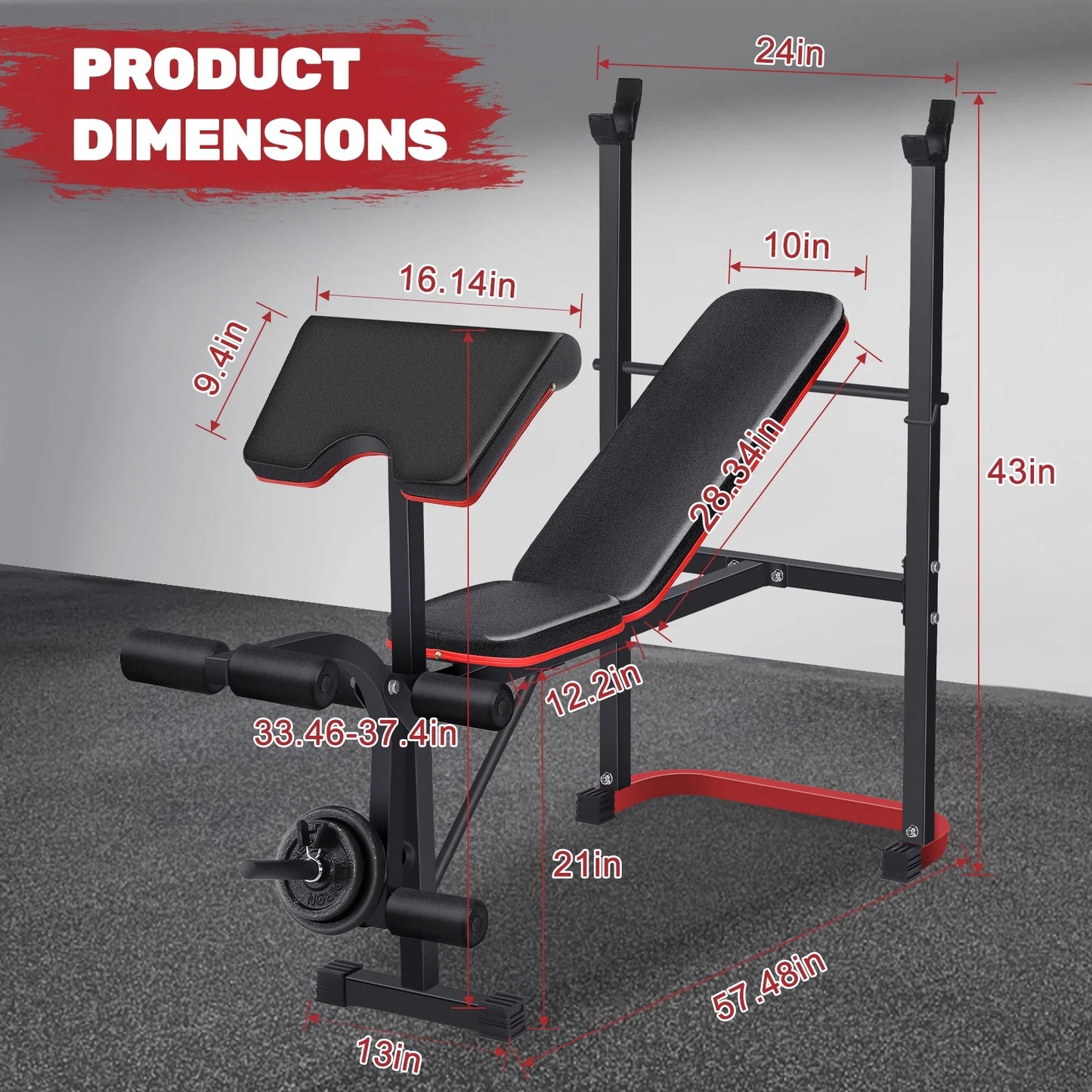 5-In-1 Weight Bench with Squat Rack, 660LBS Workout Bench Press Set with Preacher Curl Pad and Leg Developer, Adjustable Weight Bench for Home Gym Full-Body Workout Equipment