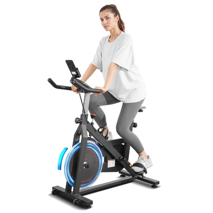 Exercise Bike Indoor Cycling Bike with 300Lbs Big Seat Cushion for Home Cardio Leg Workout