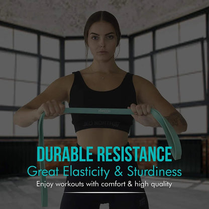 | Resistance Bands 4 Level Set | Durable Pull up Assist Mobility Bands | for Powerlifting, Stretching, Exercise, Fitness, Strength Training & Workout | Foam Handles & Door Mount Included